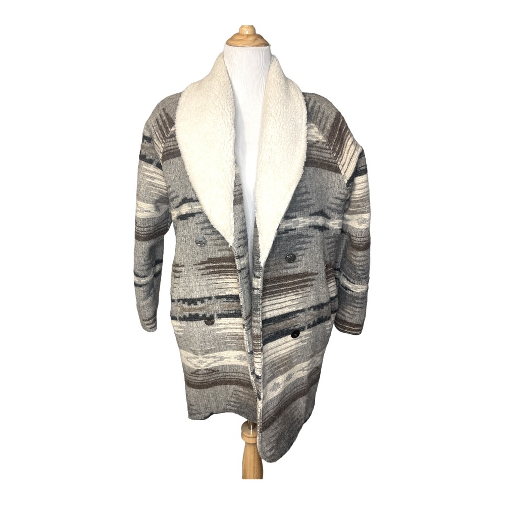 Woolrich Aztec Navajo Design Wool Sherpa Collar Coat